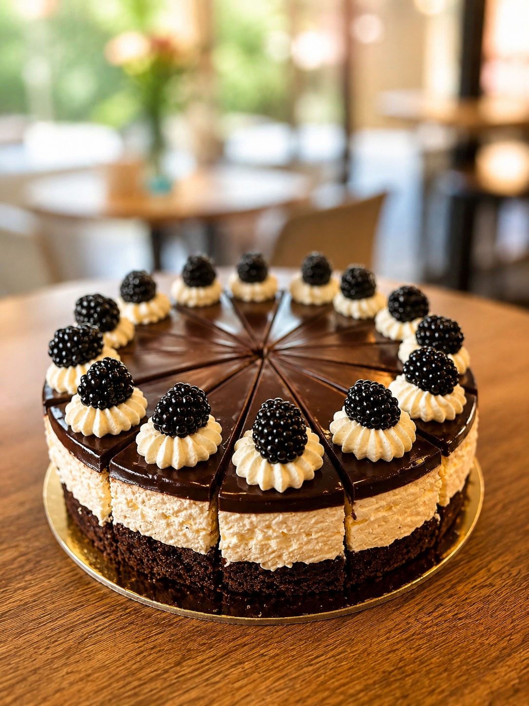 Schokoladenkuchen mit Brombeeren